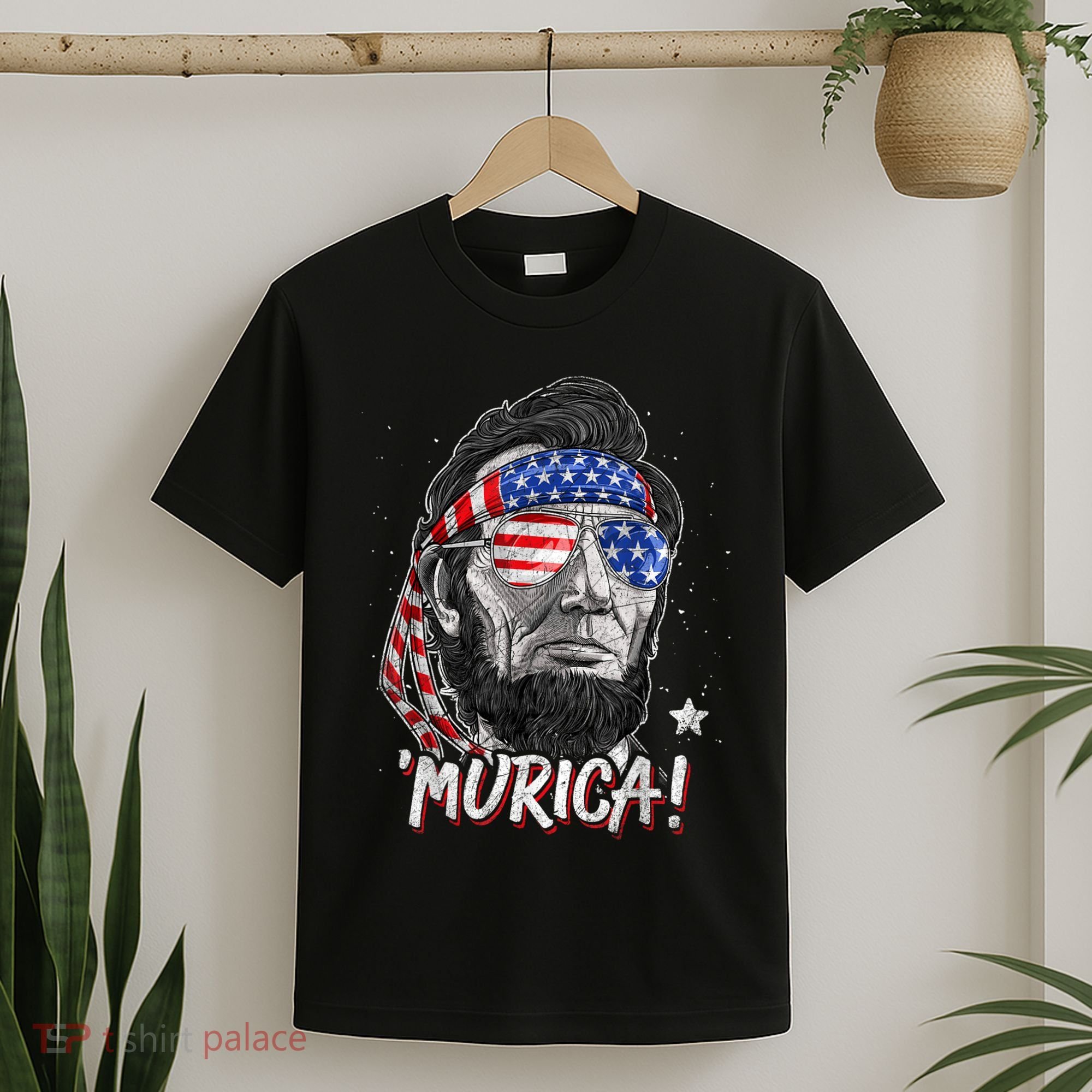 Abraham Lincoln 4th Of July Murica American Flag T-Shirt