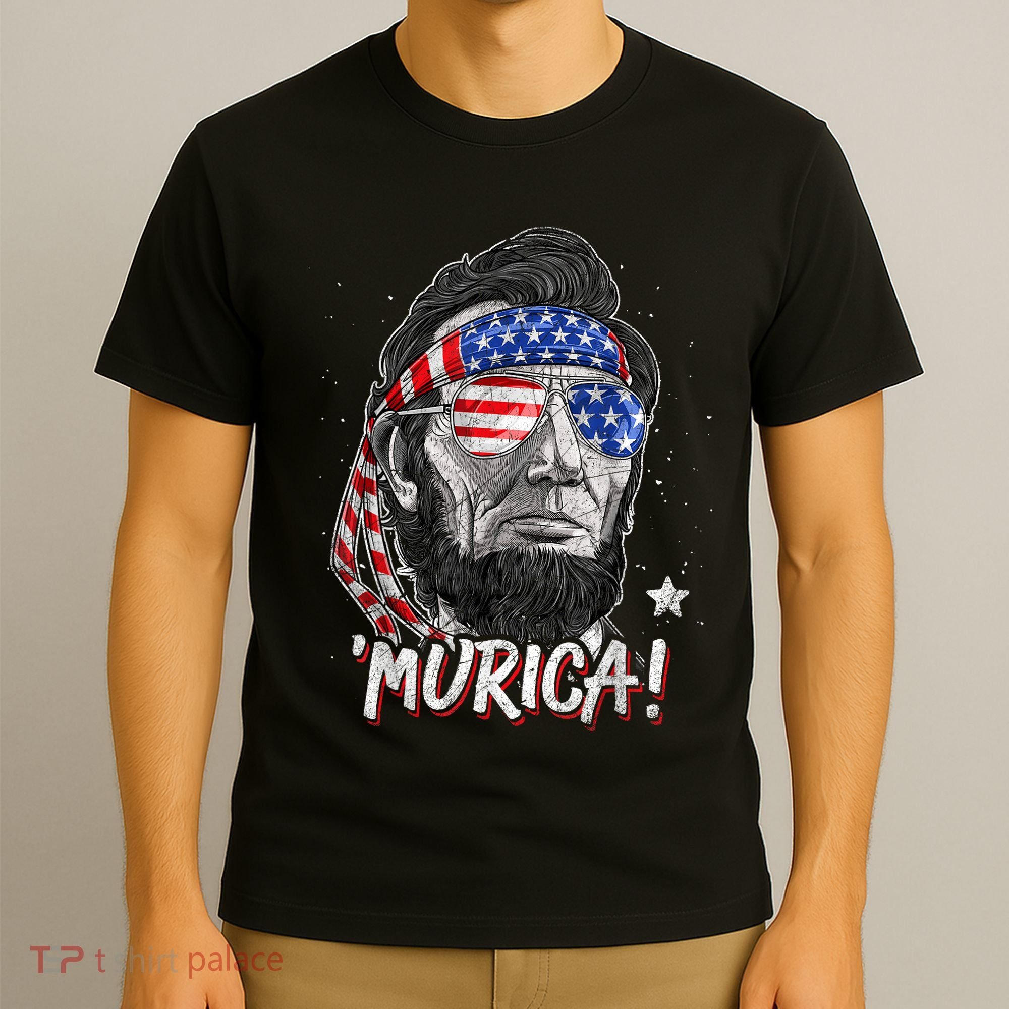 Abraham Lincoln 4th Of July Murica American Flag T-Shirt