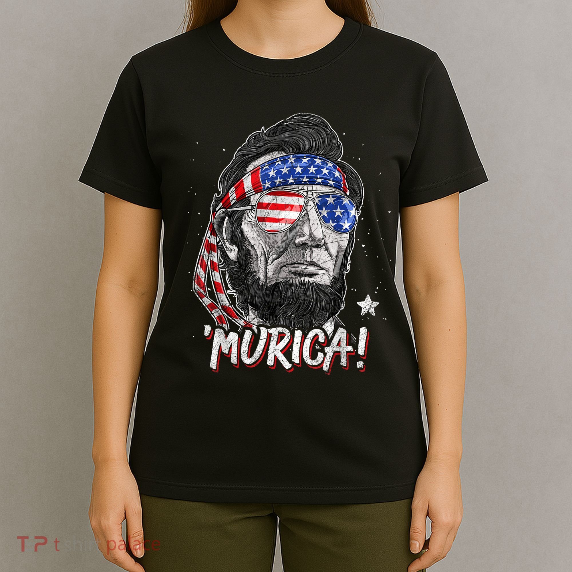 Abraham Lincoln 4th Of July Murica American Flag T-Shirt