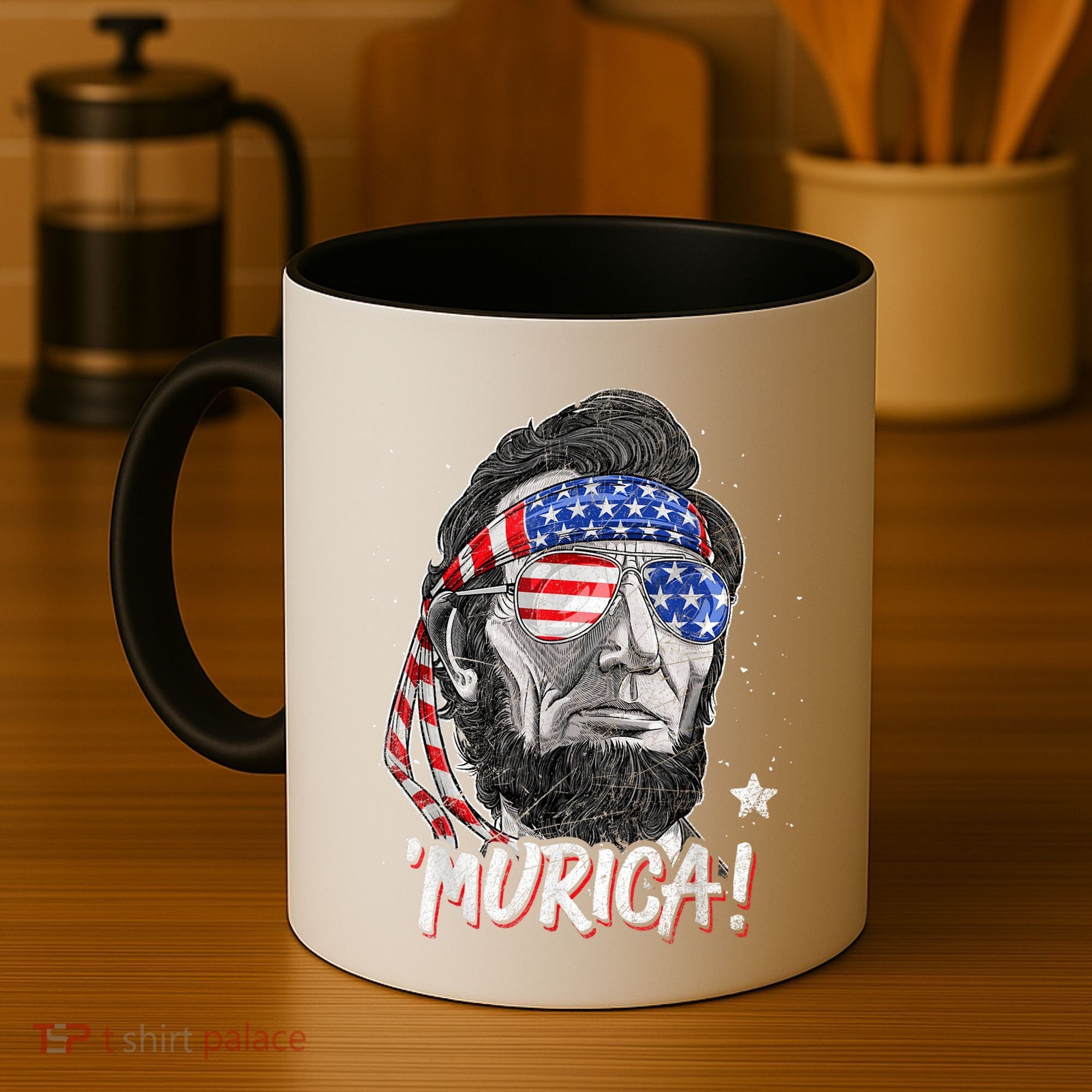 Abraham Lincoln 4th Of July Murica American Flag Coffee Mug