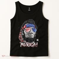 Abraham Lincoln 4th Of July Murica American Flag Tank Top thumb 2