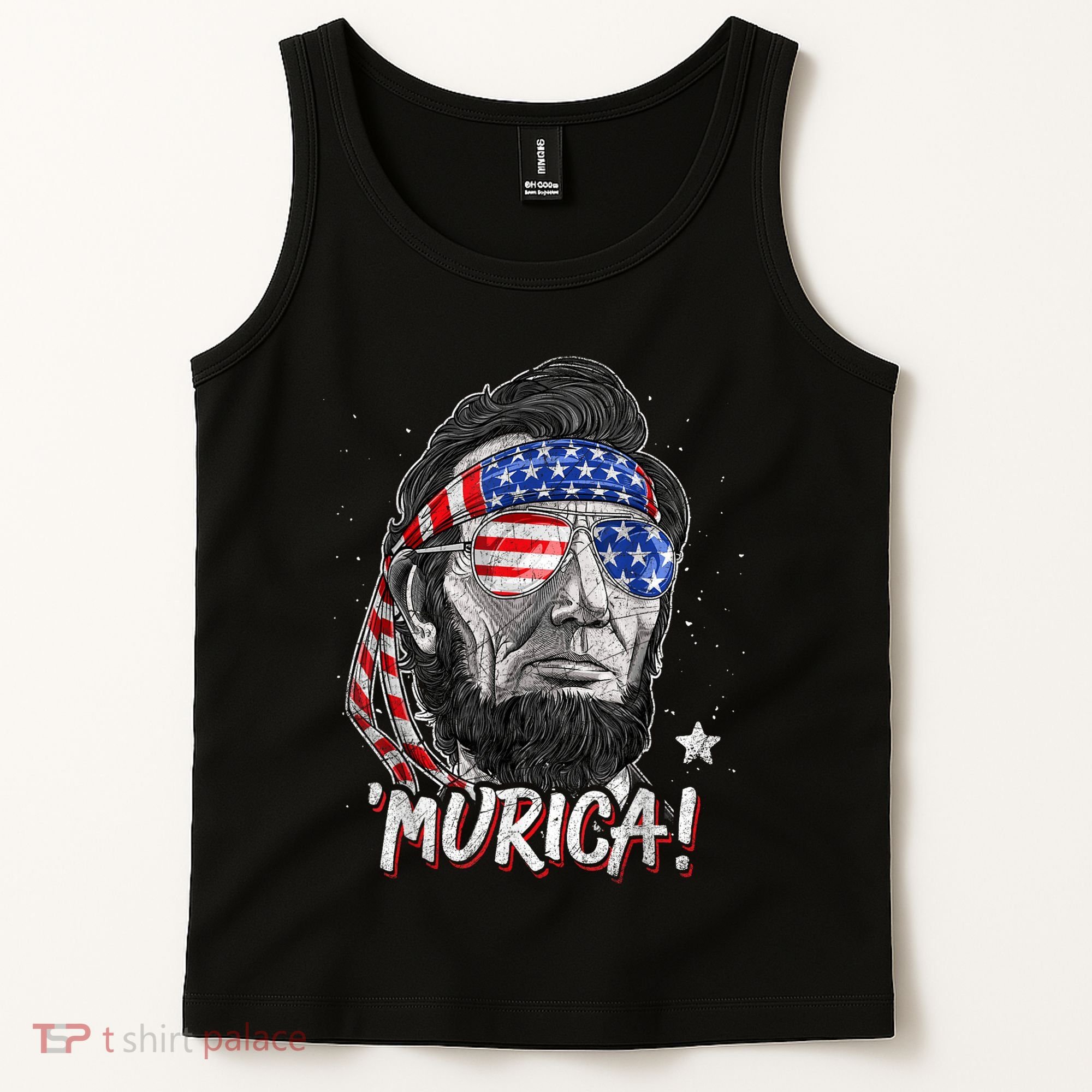Abraham Lincoln 4th Of July Murica American Flag Tank Top