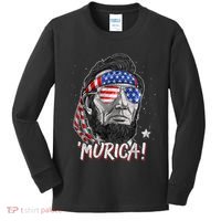 Abraham Lincoln 4th Of July Murica American Flag Kids Long Sleeve Shirt thumb 0