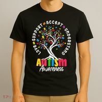 Autism Love Accept Support understand Autistic Autism Awareness T-Shirt thumb 3