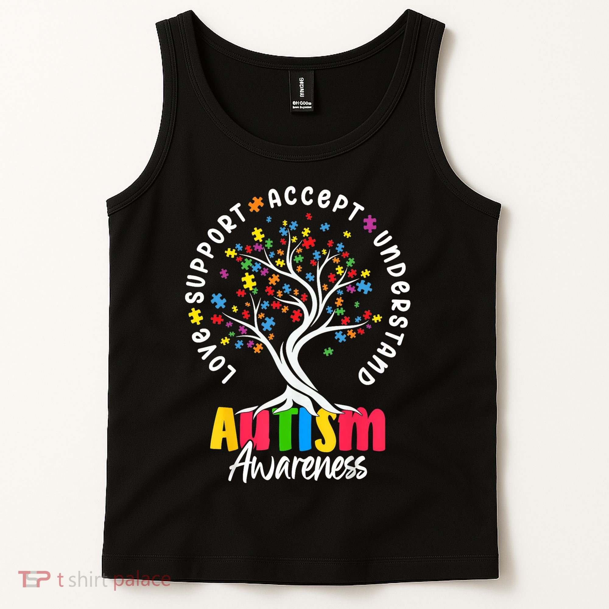 Autism Love Accept Support understand Autistic Autism Awareness Tank Top
