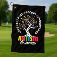 Autism Love Accept Support understand Autistic Autism Awareness Golf Towel thumb 1