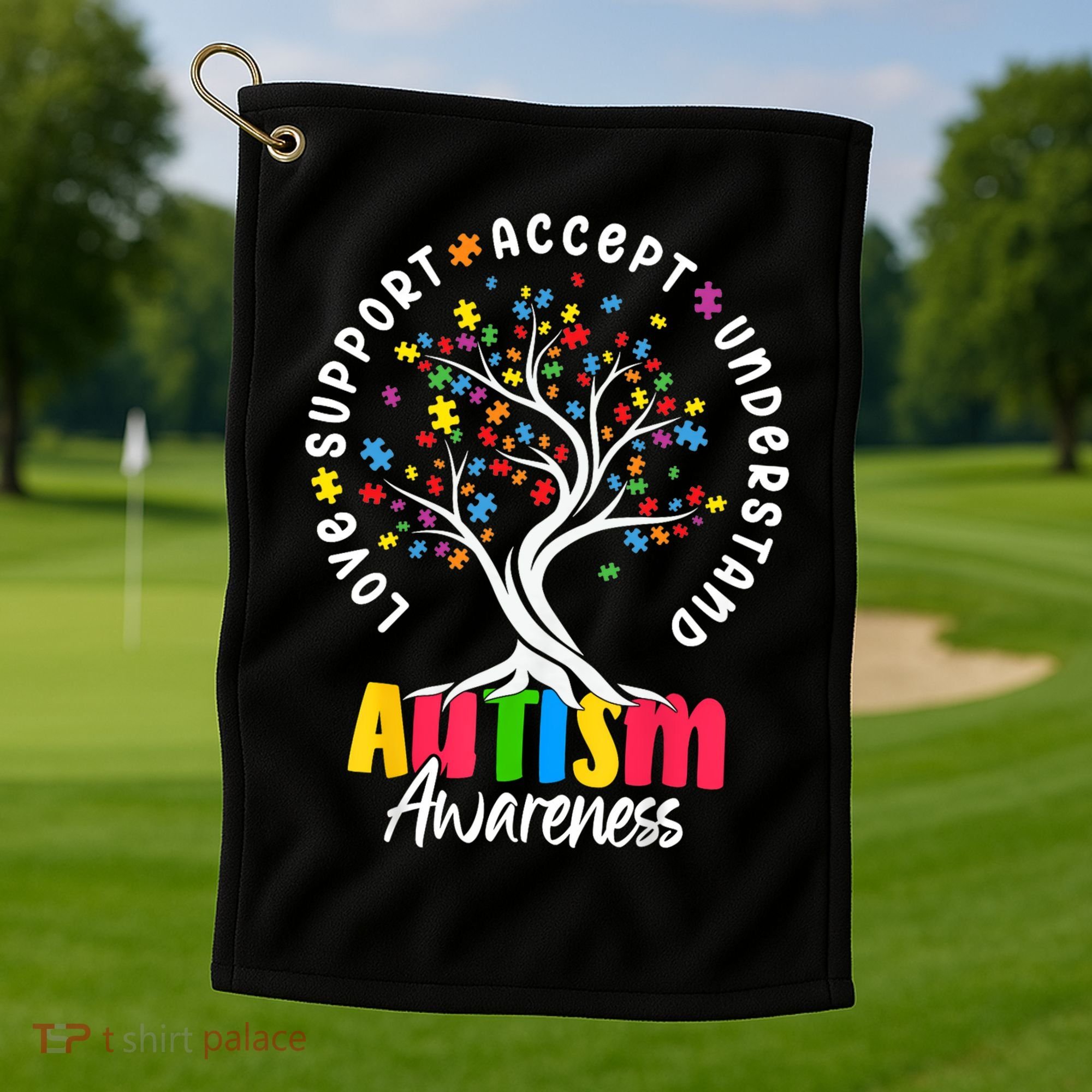 Autism Love Accept Support understand Autistic Autism Awareness Golf Towel