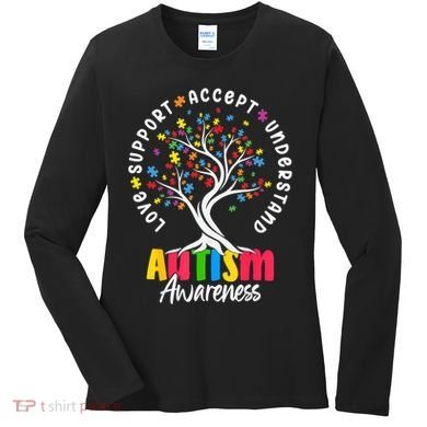 Autism Love Accept Support understand Autistic Autism Awareness Women's Long Sleeve Shirt