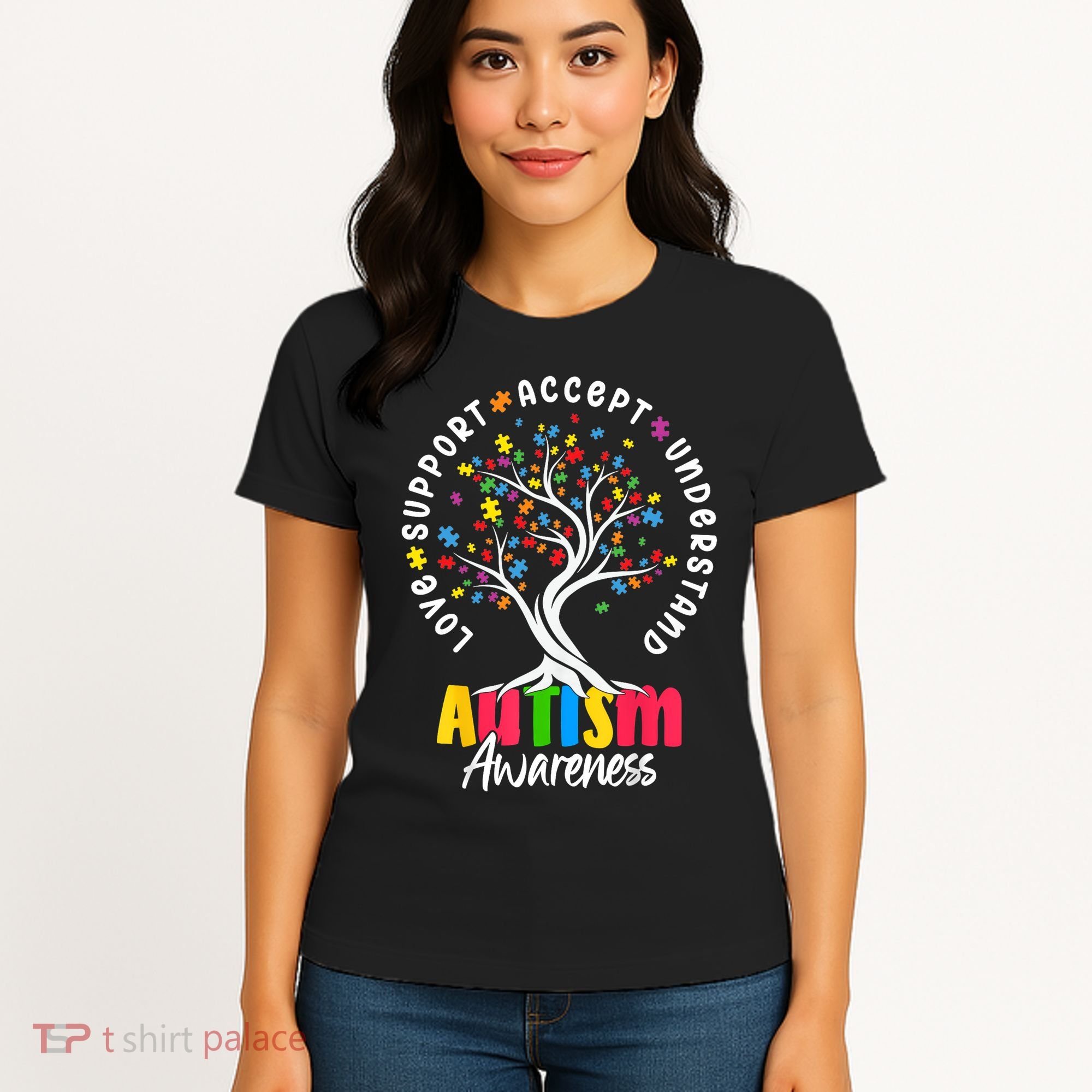 Autism Love Accept Support understand Autistic Autism Awareness Women's T-Shirt
