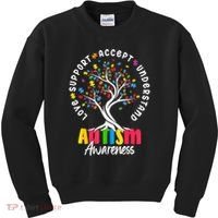 Autism Love Accept Support understand Autistic Autism Awareness Kids Sweatshirt thumb 0