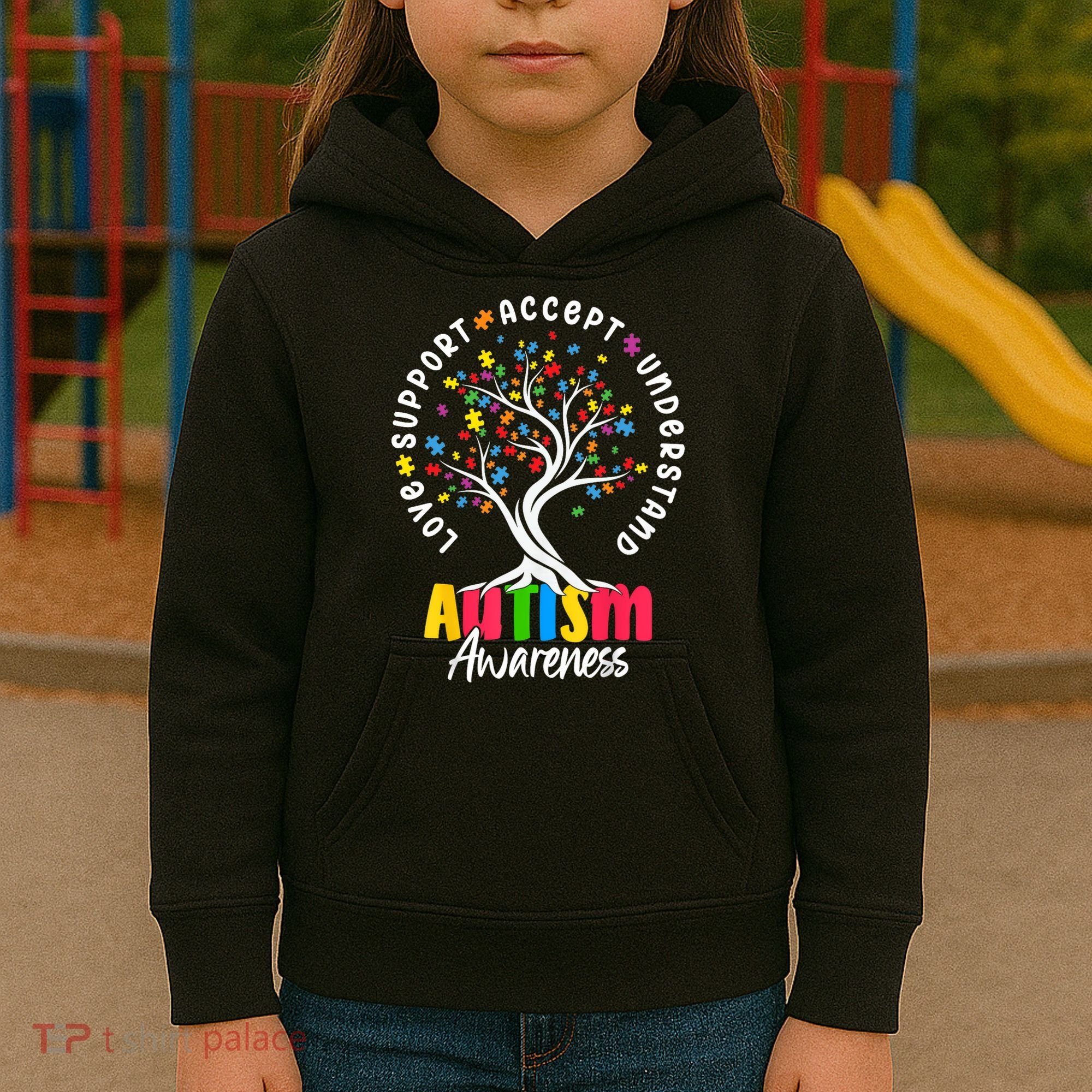 Autism Love Accept Support understand Autistic Autism Awareness Kids Hoodie