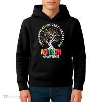 Autism Love Accept Support understand Autistic Autism Awareness Kids Hoodie thumb 4