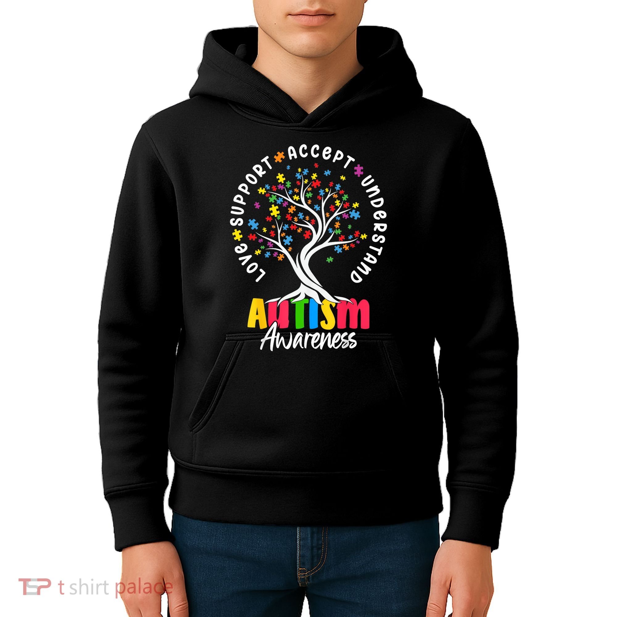 Autism Love Accept Support understand Autistic Autism Awareness Kids Hoodie