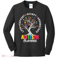 Autism Love Accept Support understand Autistic Autism Awareness Kids Long Sleeve Shirt thumb 0