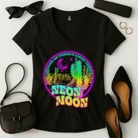 As Long As There's Light From A Neon Moon Women's V-Neck T-Shirt thumb 2