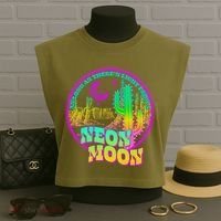 As Long As There's Light From A Neon Moon Garment-Dyed Women's Muscle Tee thumb 3