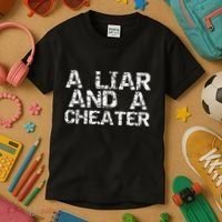 A Liar & A Cheater Caught Cheating Gift Sarcastic Breakup Kids T-Shirt thumb 3