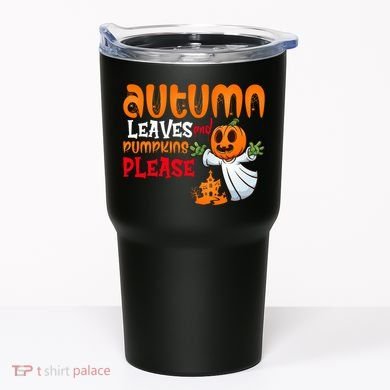 Autumn Leaves And Pumpkins Please Tumbler