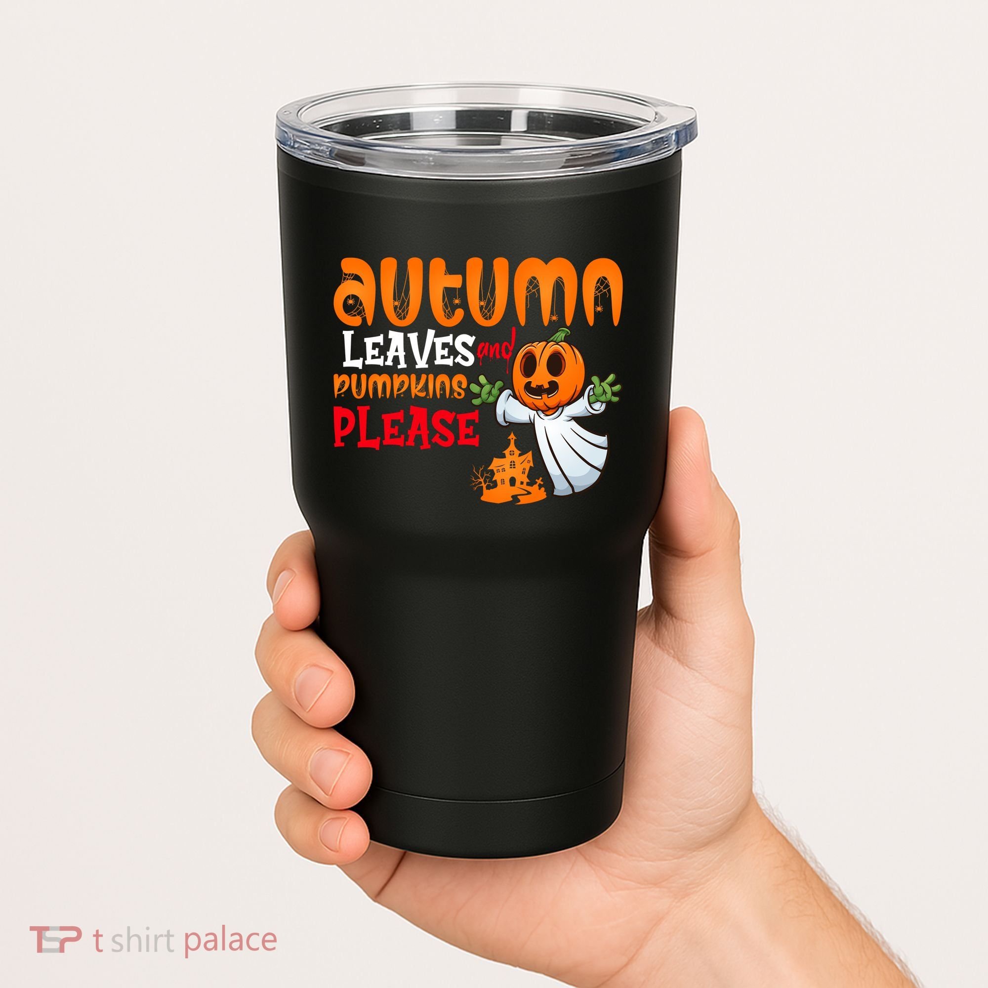 Autumn Leaves And Pumpkins Please Tumbler
