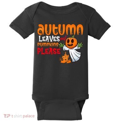 Autumn Leaves And Pumpkins Please Baby Bodysuit