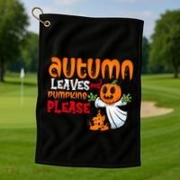 Autumn Leaves And Pumpkins Please Golf Towel thumb 1
