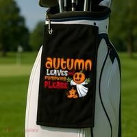 Autumn Leaves And Pumpkins Please Golf Towel thumb 2