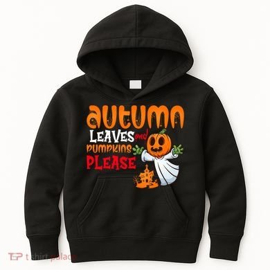 Autumn Leaves And Pumpkins Please Kids Hoodie