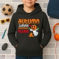 Autumn Leaves And Pumpkins Please Kids Hoodie thumb 2