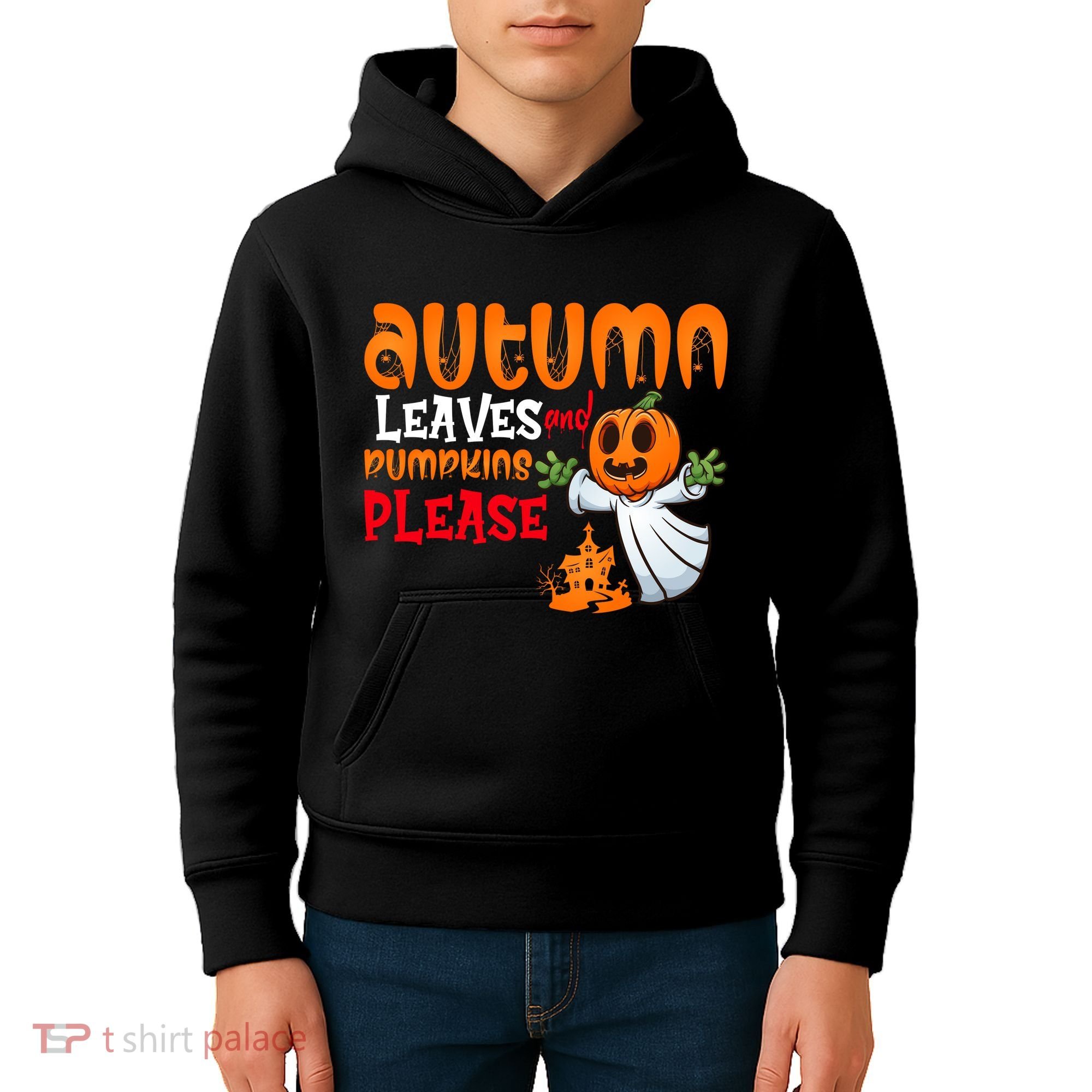 Autumn Leaves And Pumpkins Please Kids Hoodie