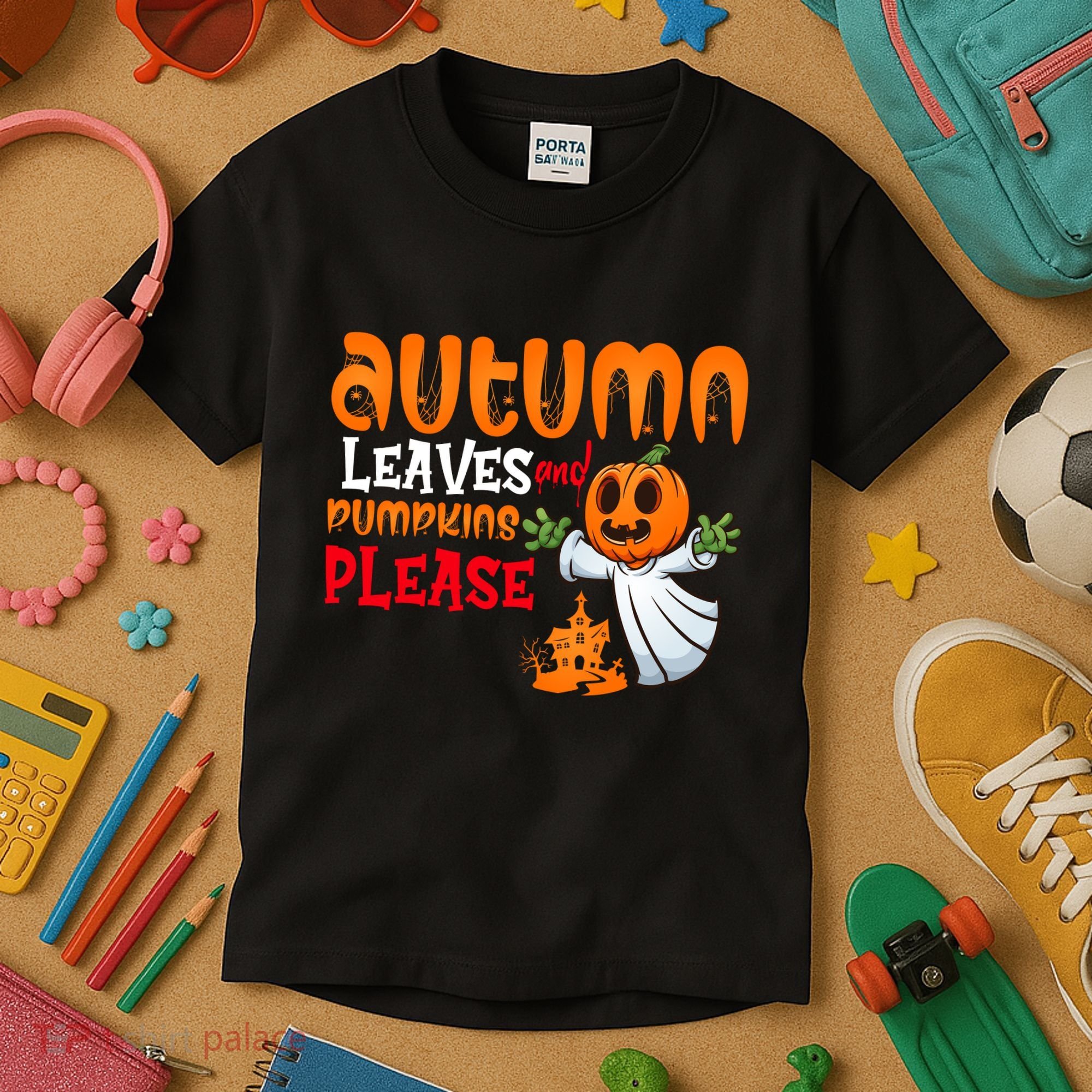 Autumn Leaves And Pumpkins Please Kids T-Shirt