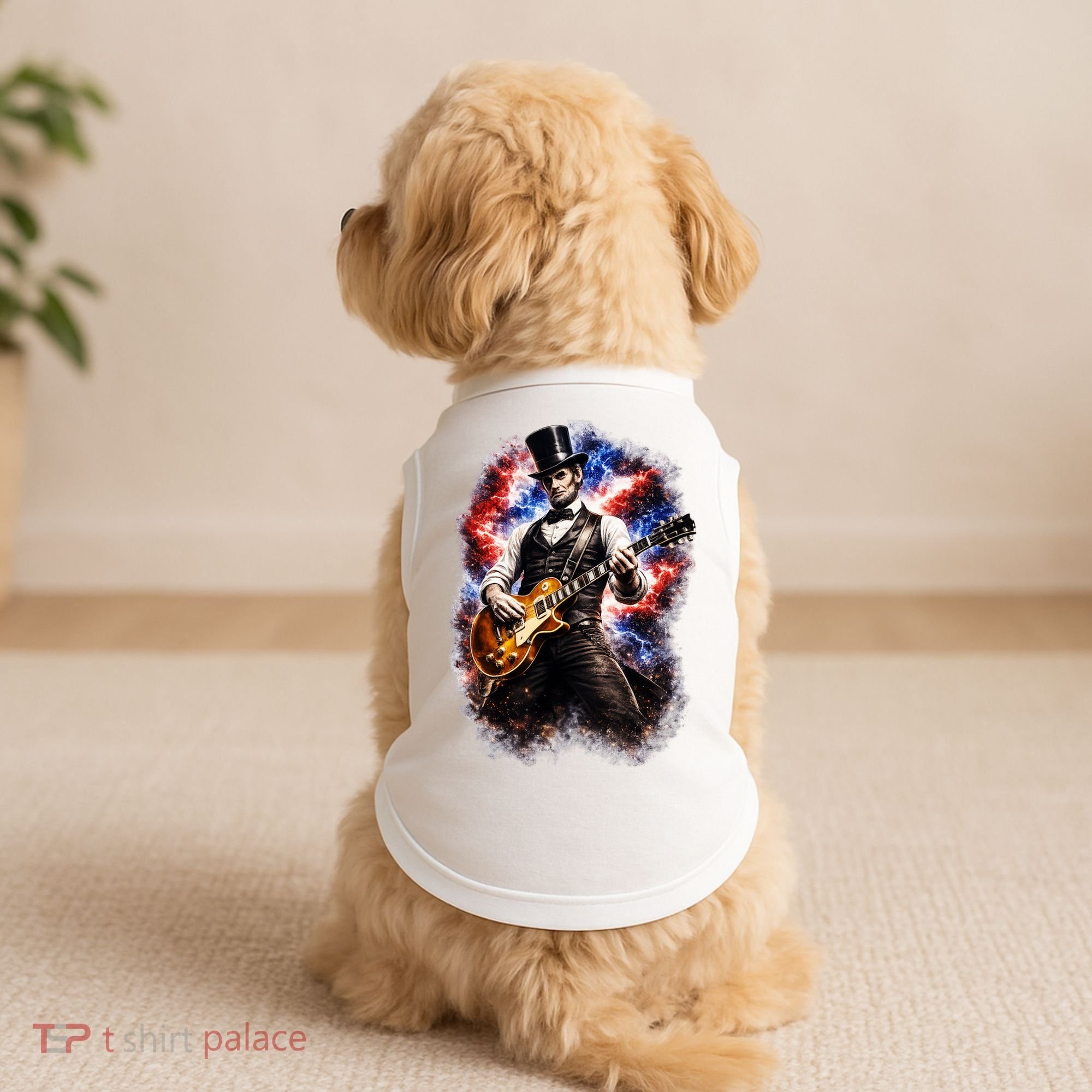 Abraham Lincoln Abe Lincoln Playing Guitar Doggie Tank