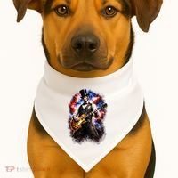 Abraham Lincoln Abe Lincoln Playing Guitar USA-Made Doggie Bandana thumb 1