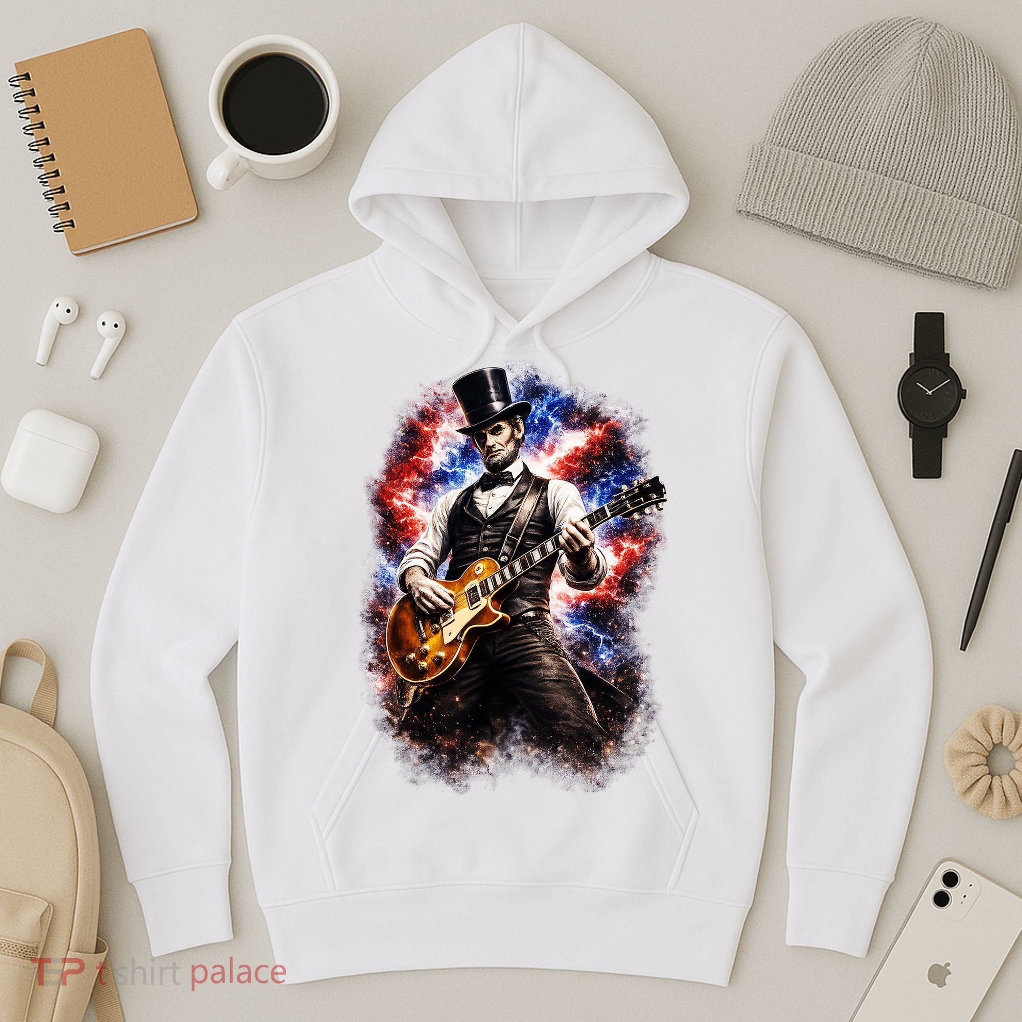 Abraham Lincoln Abe Lincoln Playing Guitar Hoodie