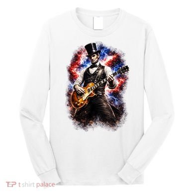 Abraham Lincoln Abe Lincoln Playing Guitar Long Sleeve Shirt
