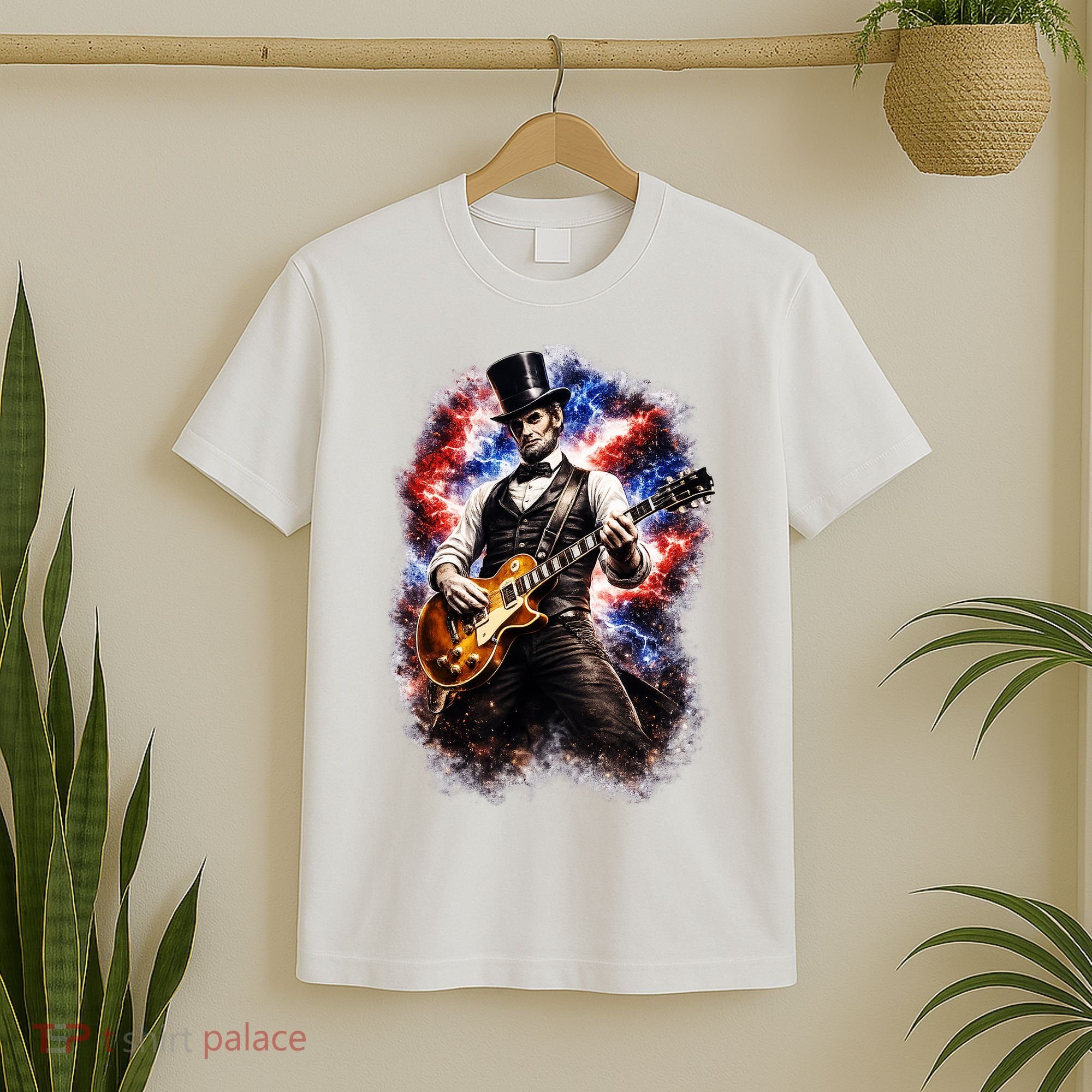 Abraham Lincoln Abe Lincoln Playing Guitar T-Shirt