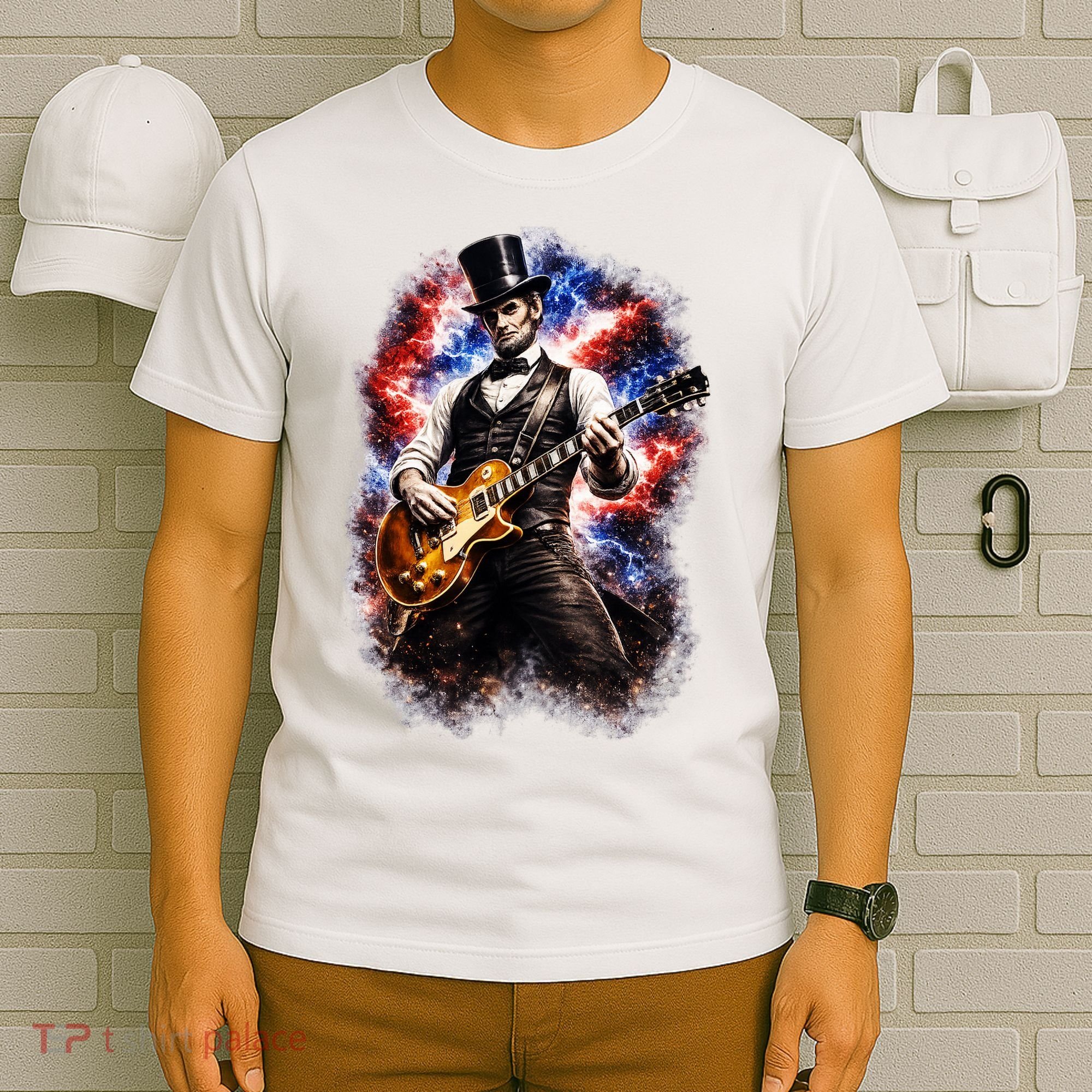 Abraham Lincoln Abe Lincoln Playing Guitar T-Shirt