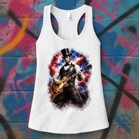 Abraham Lincoln Abe Lincoln Playing Guitar Women's Tank Top thumb 3