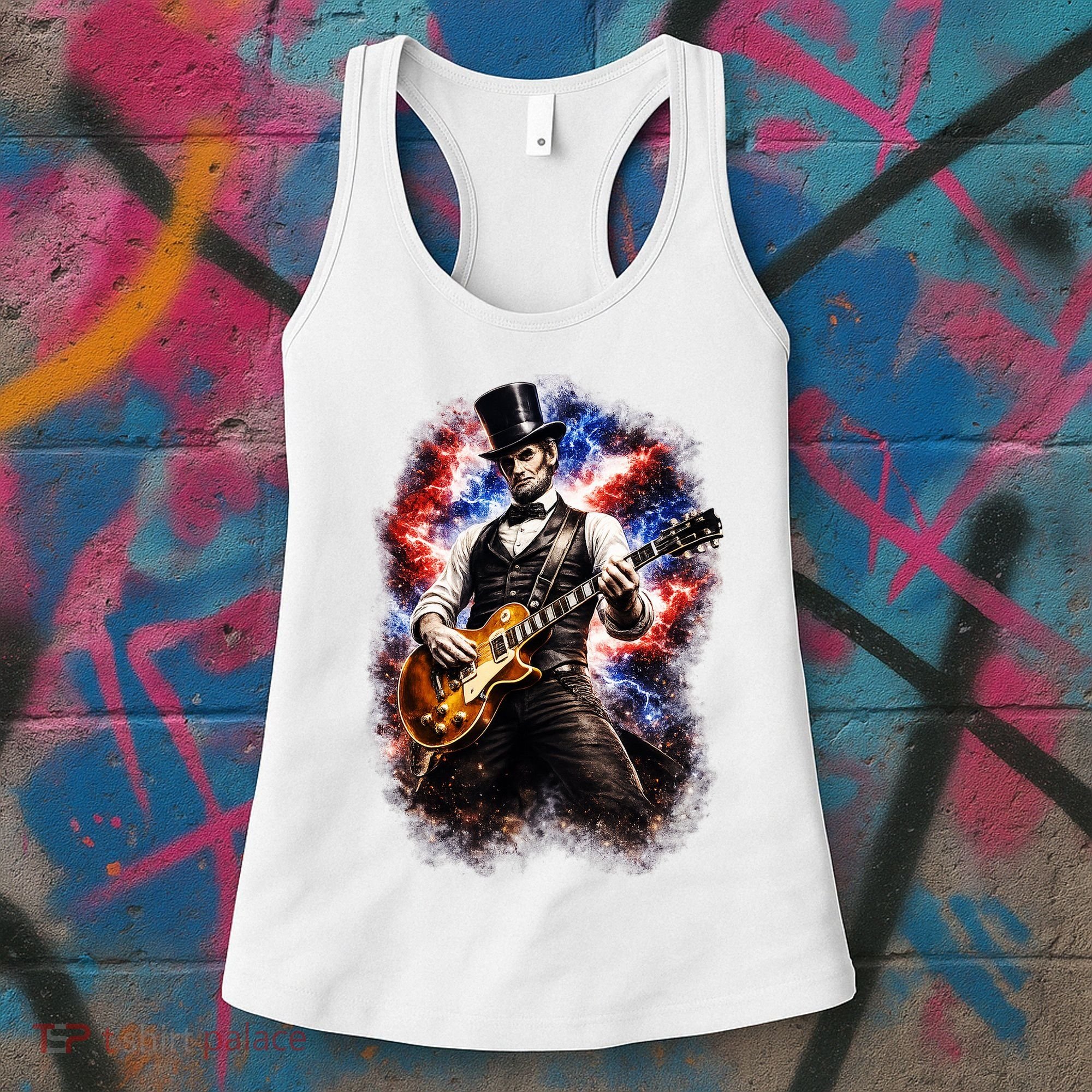 Abraham Lincoln Abe Lincoln Playing Guitar Women's Tank Top