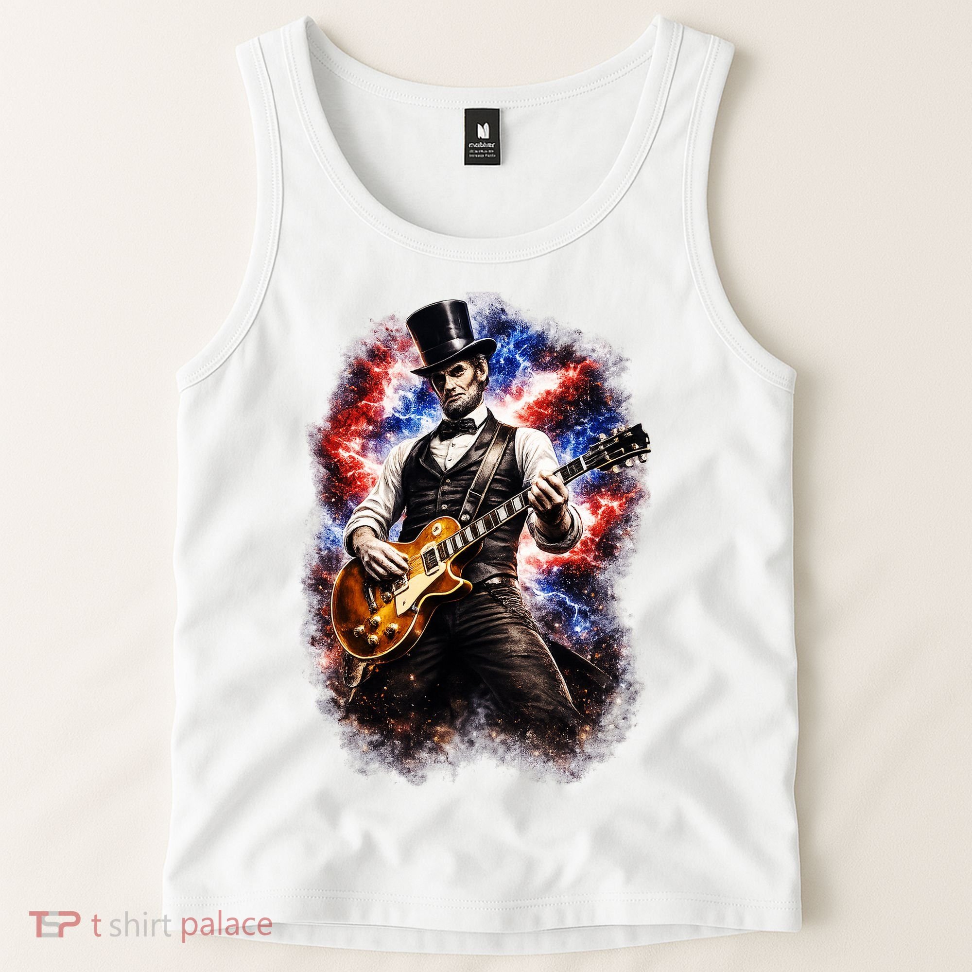 Abraham Lincoln Abe Lincoln Playing Guitar Tank Top