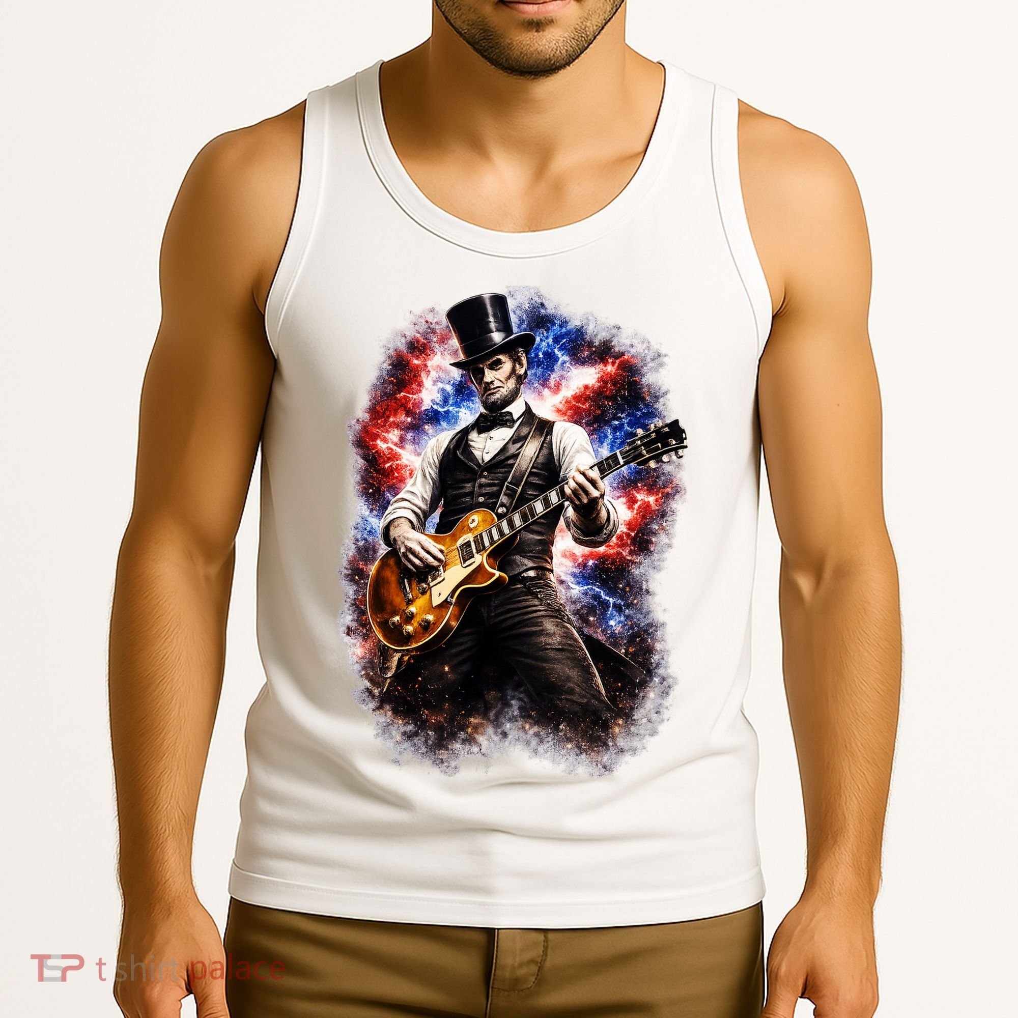 Abraham Lincoln Abe Lincoln Playing Guitar Tank Top