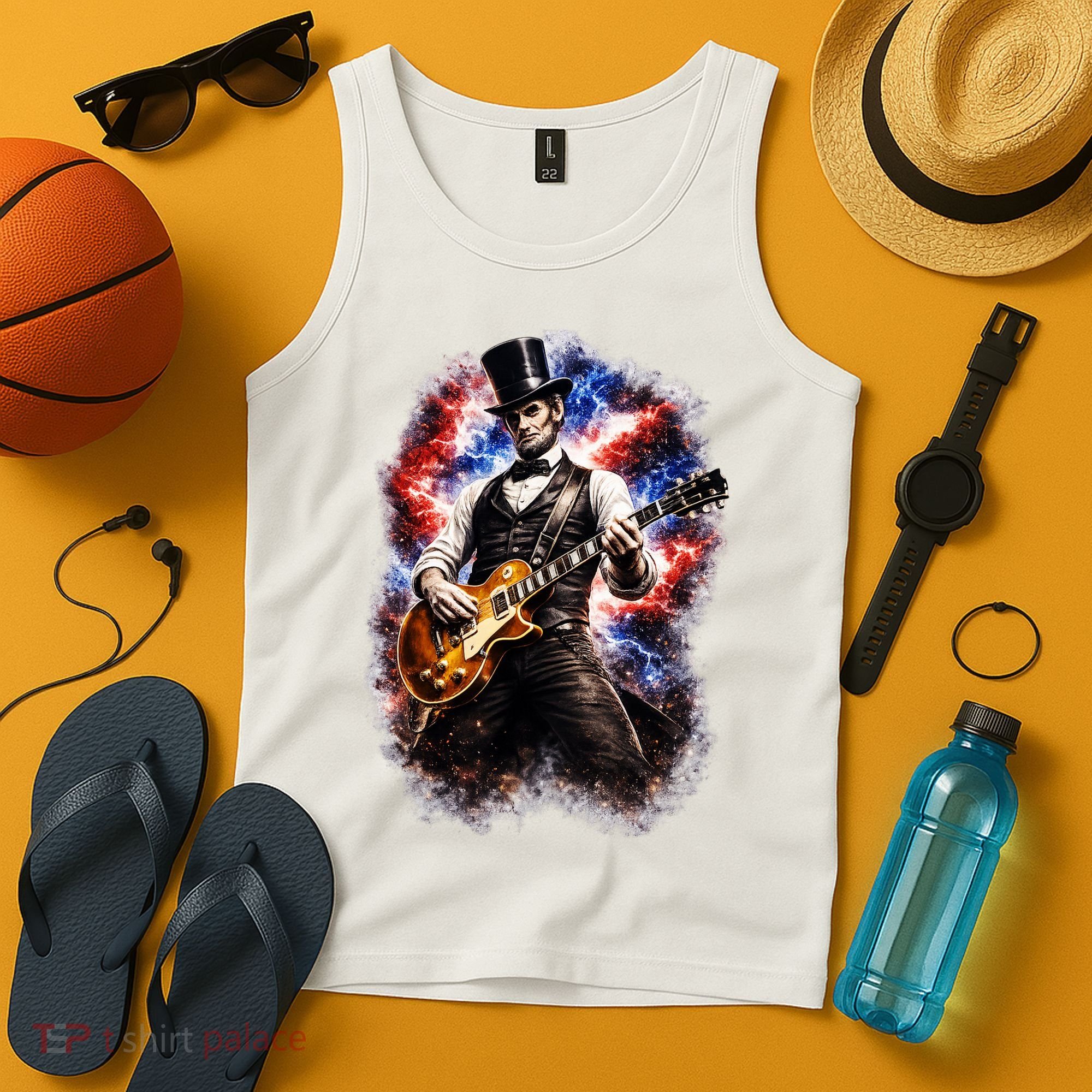 Abraham Lincoln Abe Lincoln Playing Guitar Tank Top