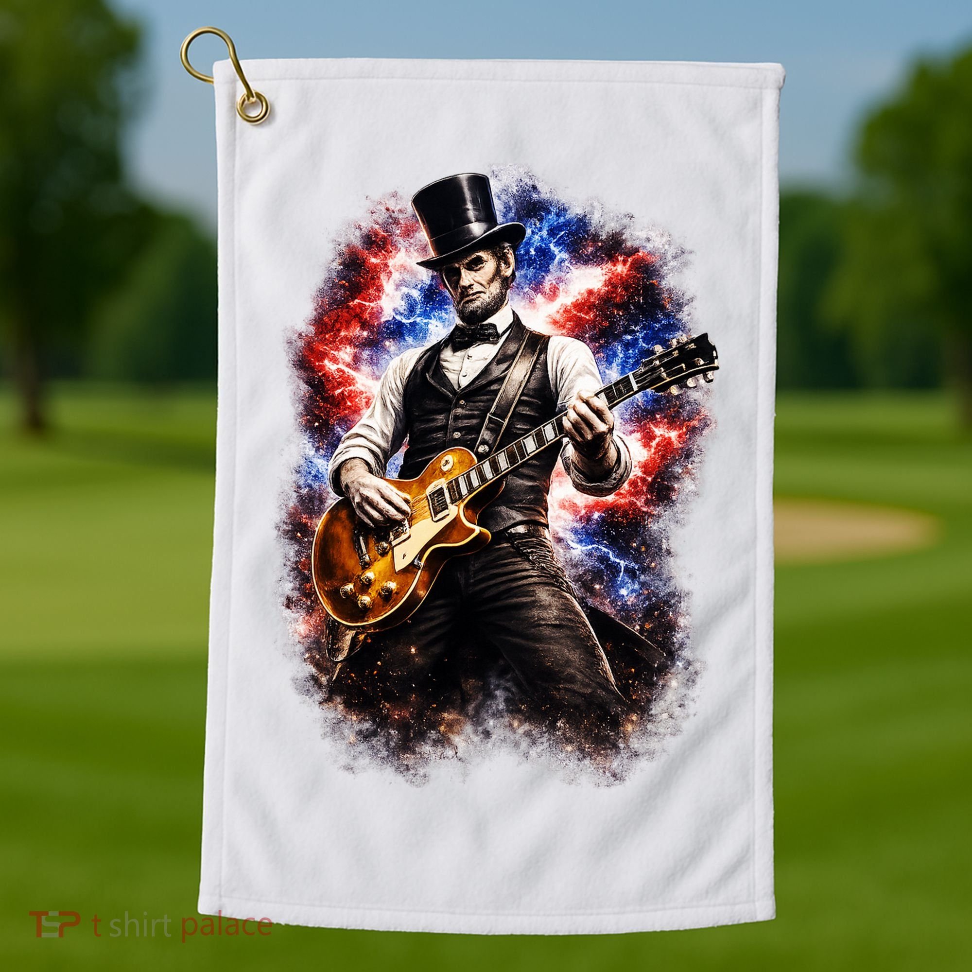 Abraham Lincoln Abe Lincoln Playing Guitar Golf Towel