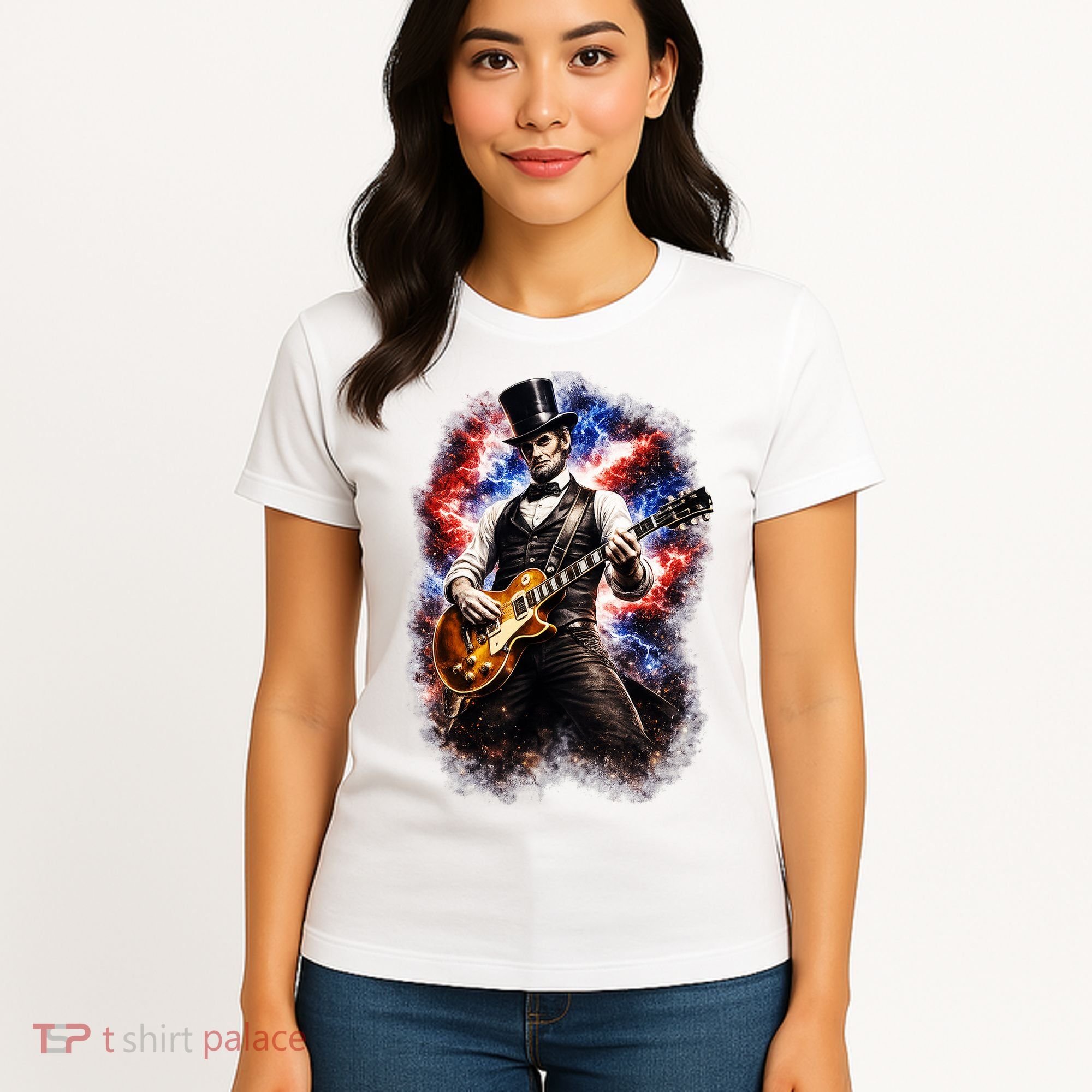 Abraham Lincoln Abe Lincoln Playing Guitar Women's T-Shirt