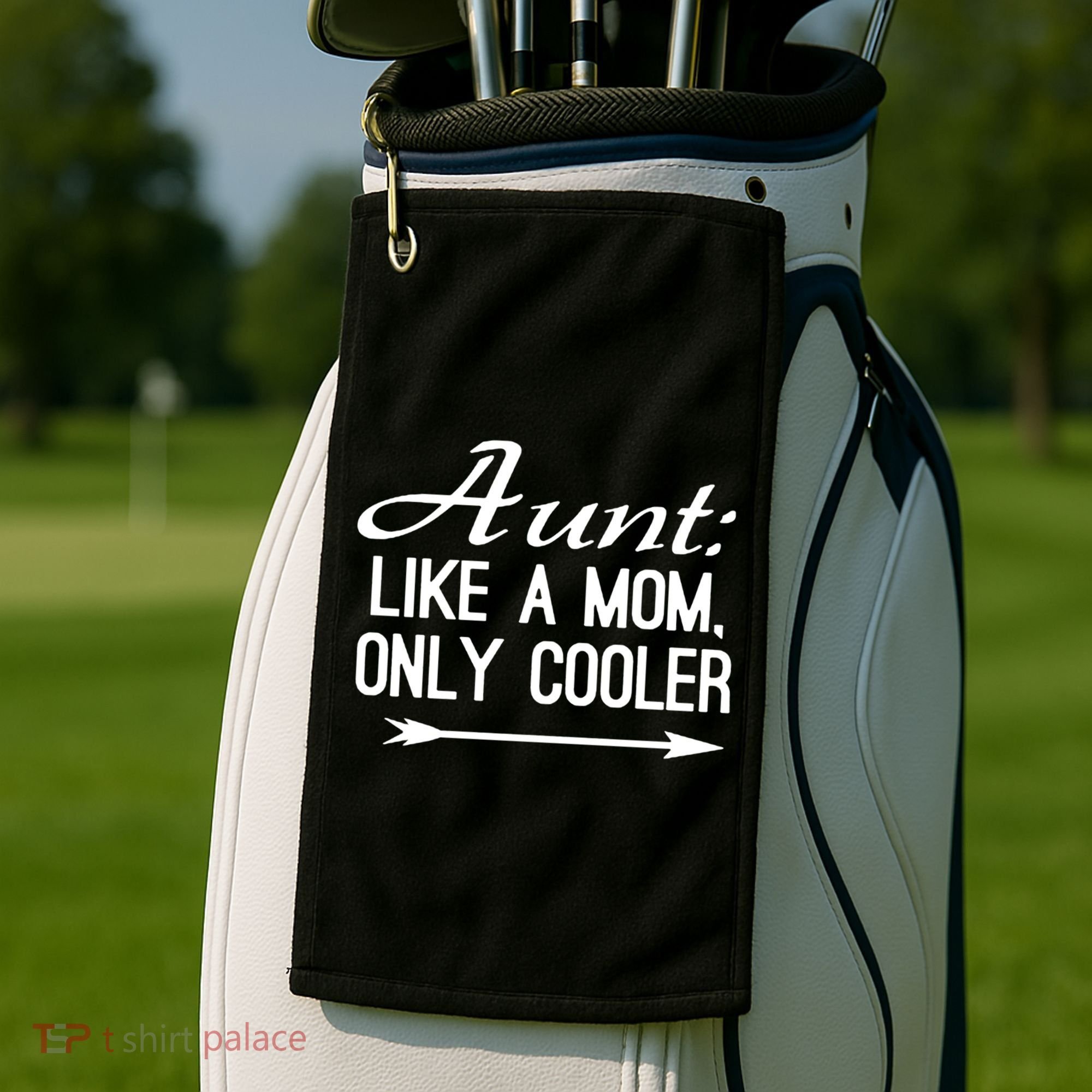 Aunt Like A Mom Only Cooler Cool Cute Funny Auntie Gift Golf Towel