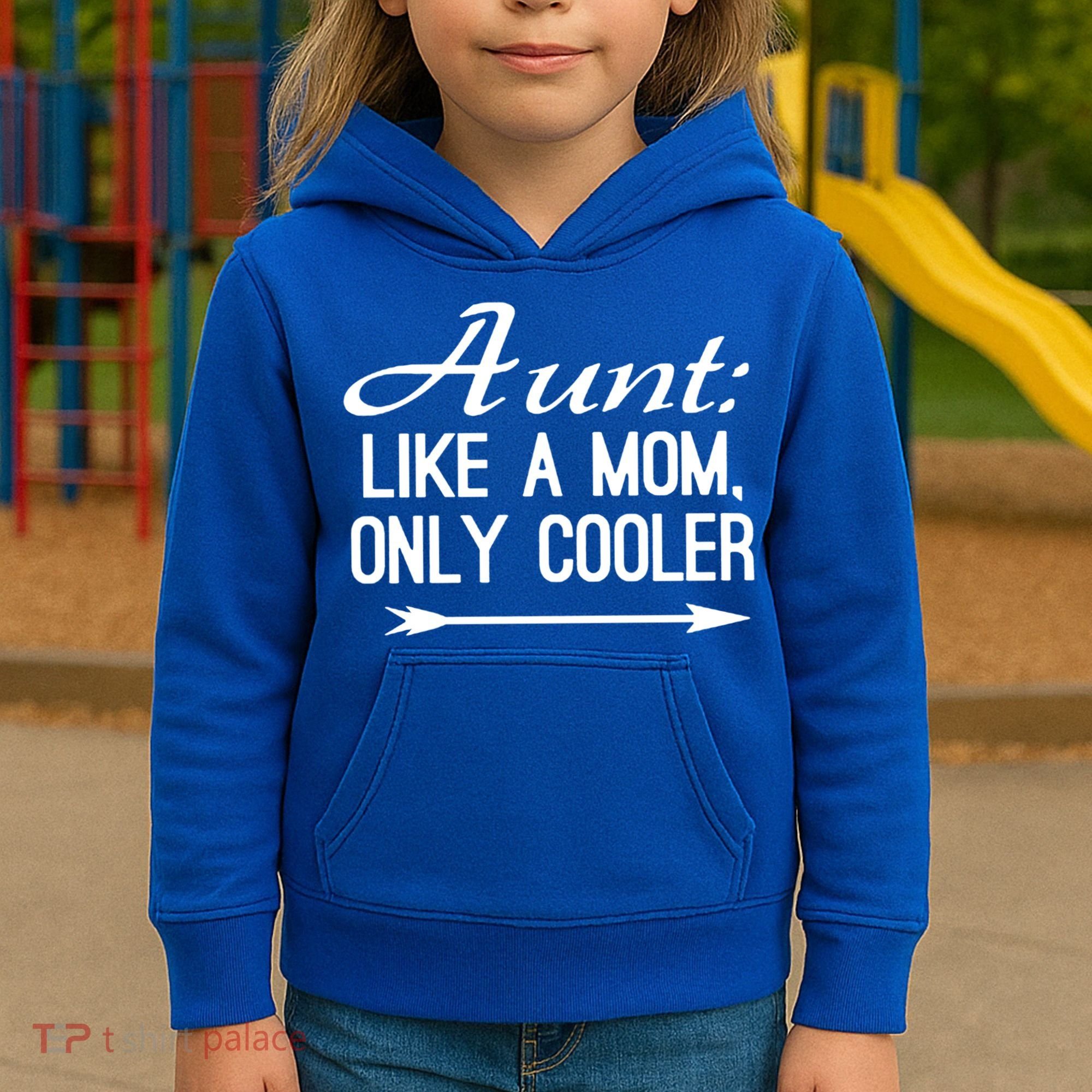 Aunt Like A Mom Only Cooler Cool Cute Funny Auntie Gift Kids Hoodie