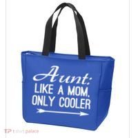 Aunt Like A Mom Only Cooler Cool Cute Funny Auntie Gift Tote Bag thumb 3