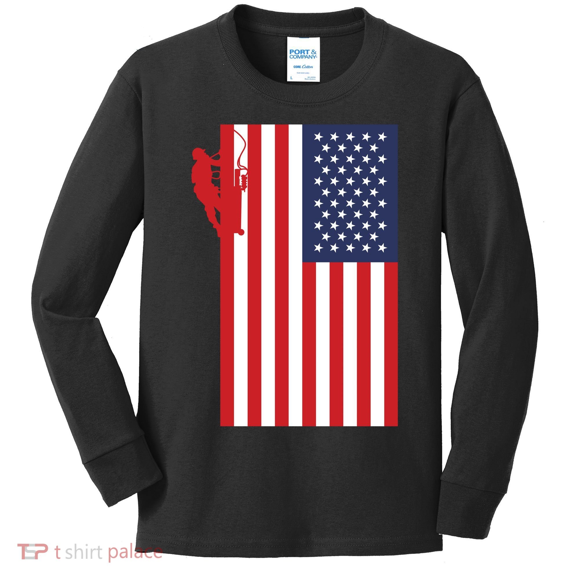American Lineman Kids Long Sleeve Shirt