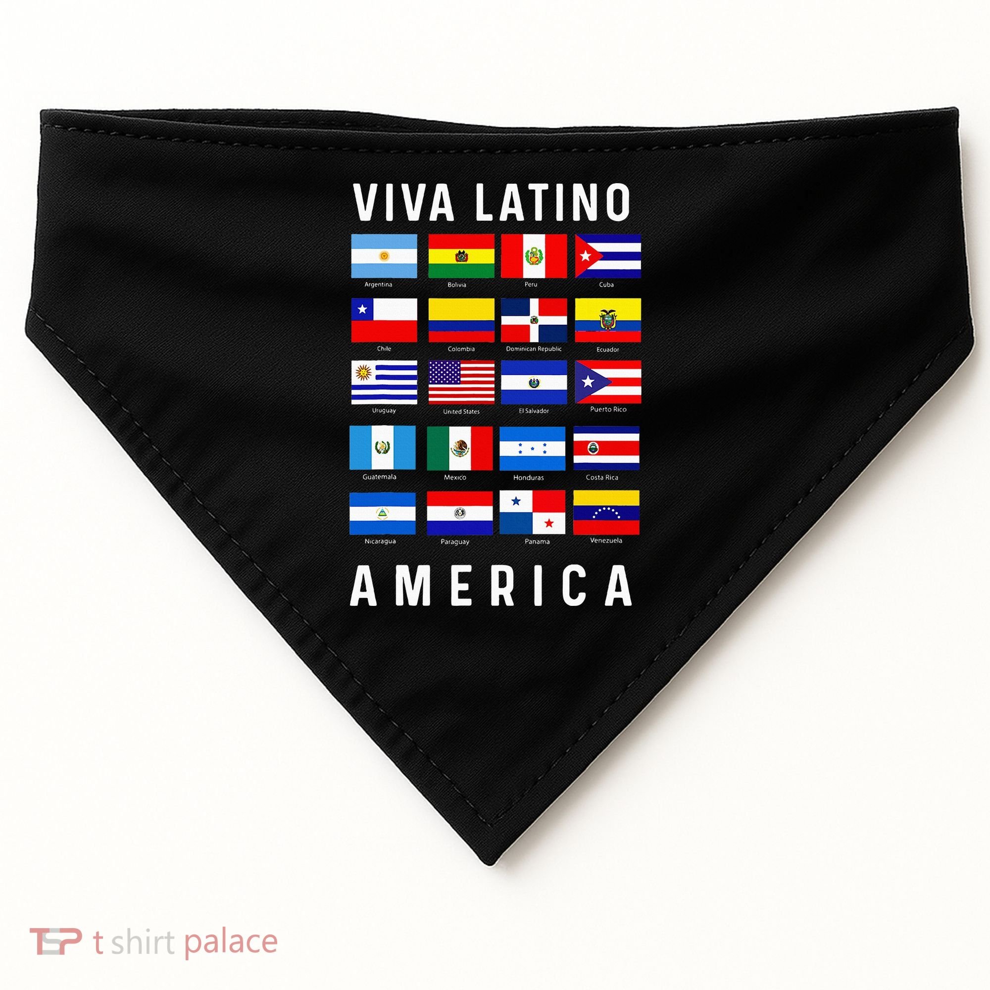 All Latin American Flags Countries Viva Latino America USA-Made Doggie Bandana