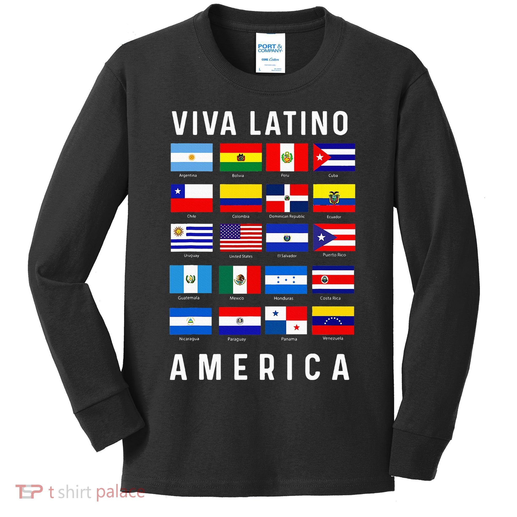 All Latin American Flags Countries Viva Latino America Kids Long Sleeve Shirt