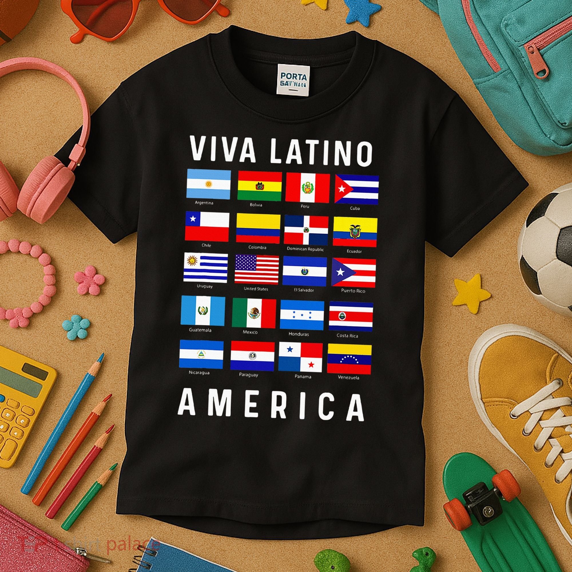 All Latin American Flags Countries Viva Latino America Kids T-Shirt